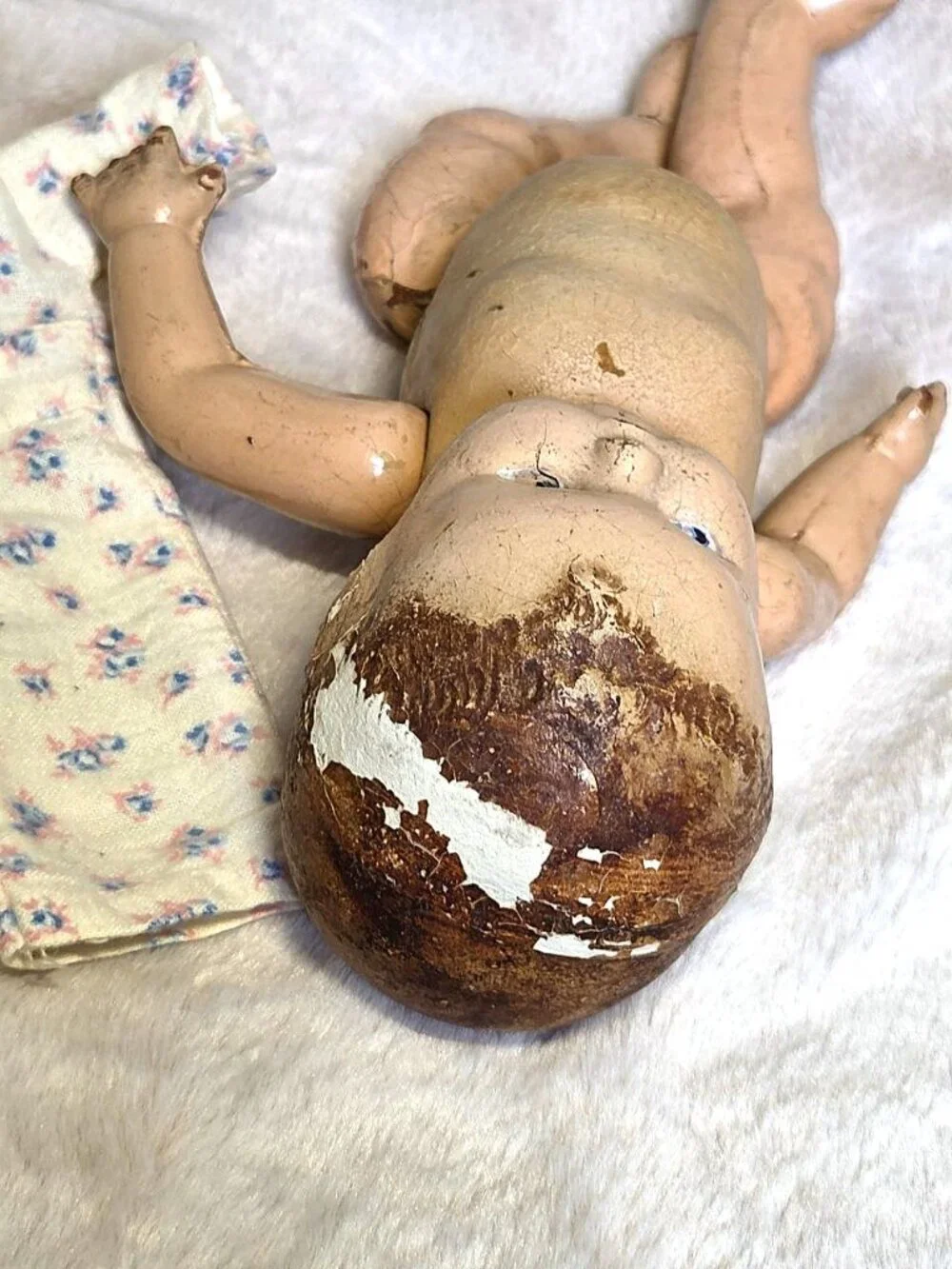 Vintage 1920s - 30s Composition Baby Doll - Unmarked - Needs Repair - #F